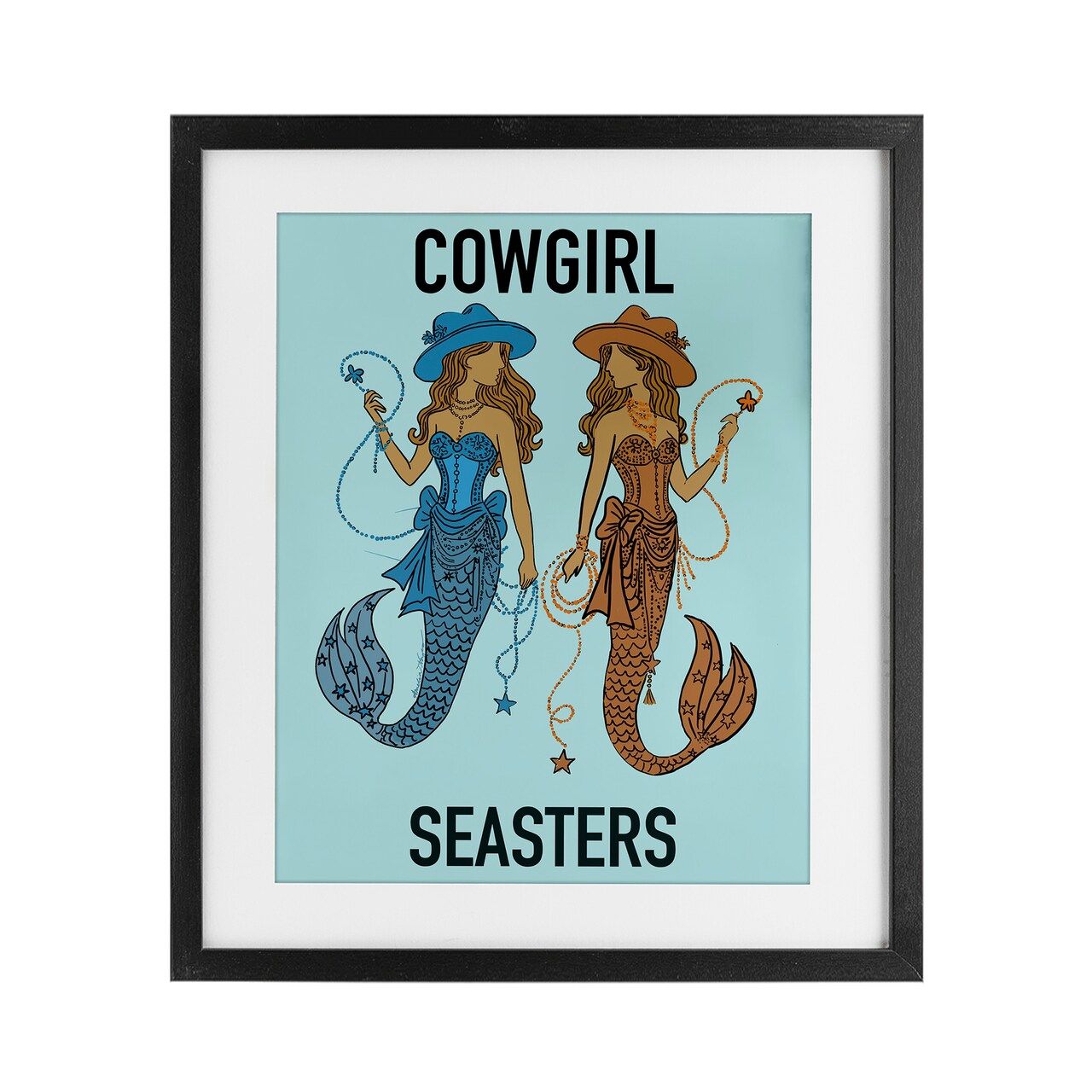 Stupell Industries Cowgirl Seasters Mermaid Friendship Framed Print Under Glass, design by Amelia Noyes